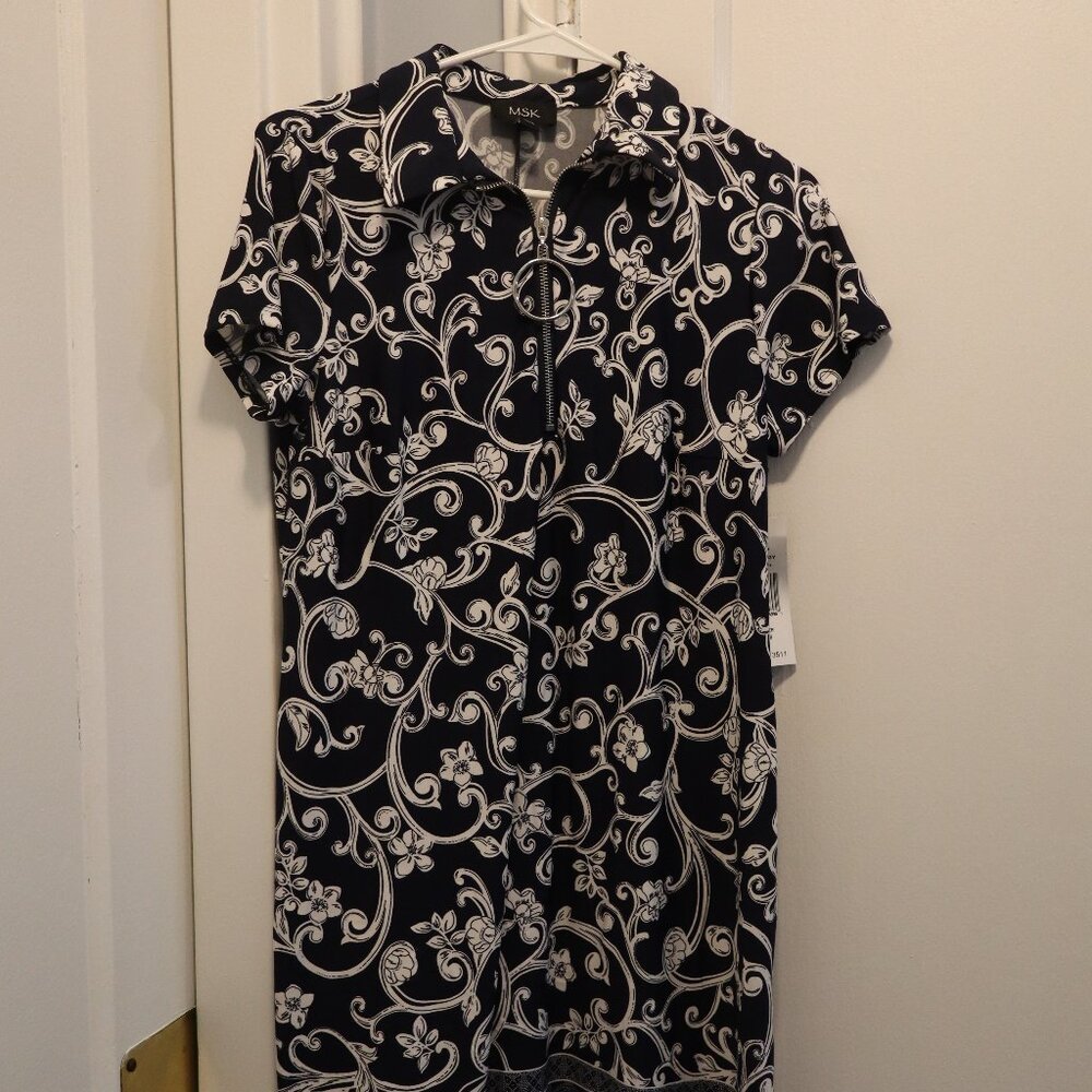 MSK Short-Sleeve Paisley Shift Dress